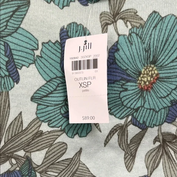 J. Jill Teal and Gray Floral Blouse - Picture 3 of 4